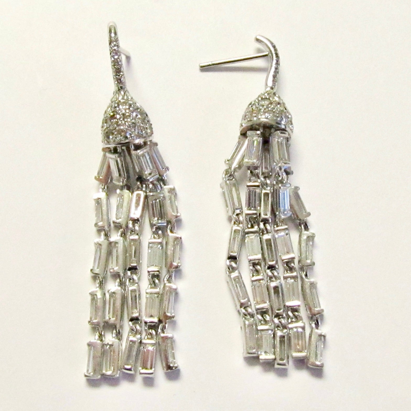 18k White Gold, Diamond Baguette Earrings