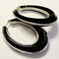 18k White Gold Diamond Jet Hoop Earrings