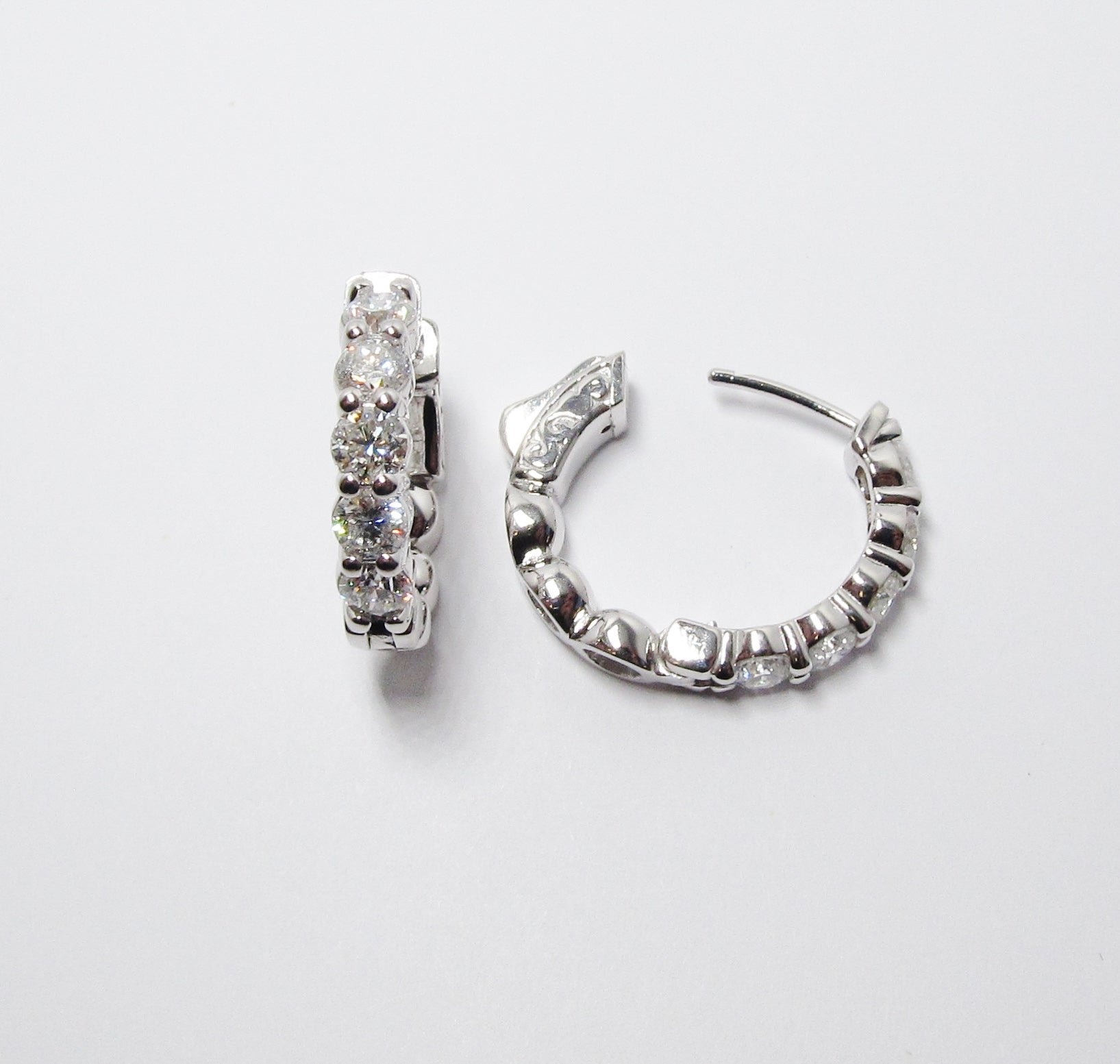 14k Yellow Gold Diamond Huggie Earrings (Available in White Gold and Yellow Gold and 1ctw and 2ctw Diamond)
