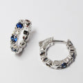 Blue Sapphire & Diamond Hoop Earrings