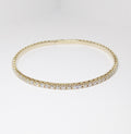 14k Yellow Gold Flexible Bangle, Round Diamonds Half Way Around