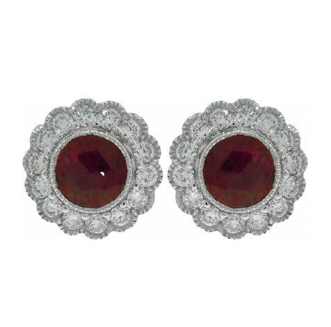 18kt White Gold Ruby and Diamond Earrings