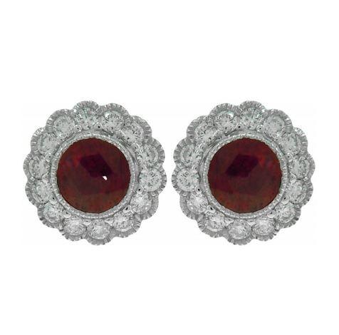 18kt White Gold Ruby and Diamond Earrings