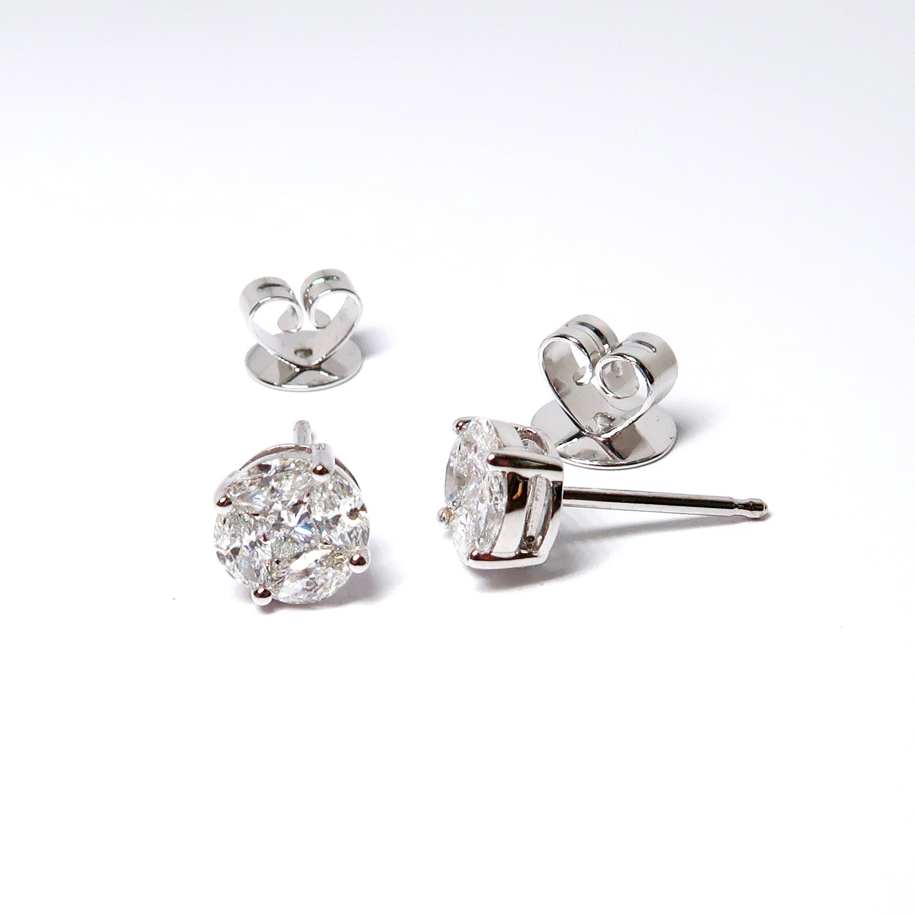 Round Shape Marquise Diamond Studs