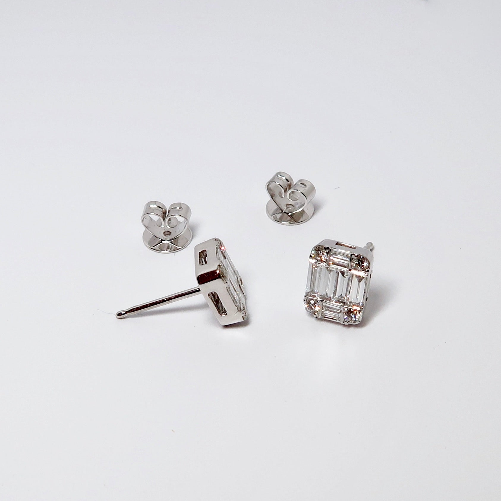 Rectangular Shape Diamond Earrings