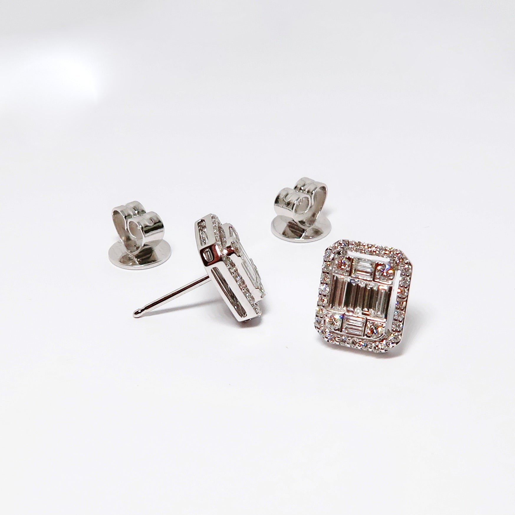 Rectangular Shape Diamond Earrings