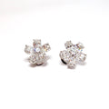 Platinum Oval and Round Diamond Earrings
