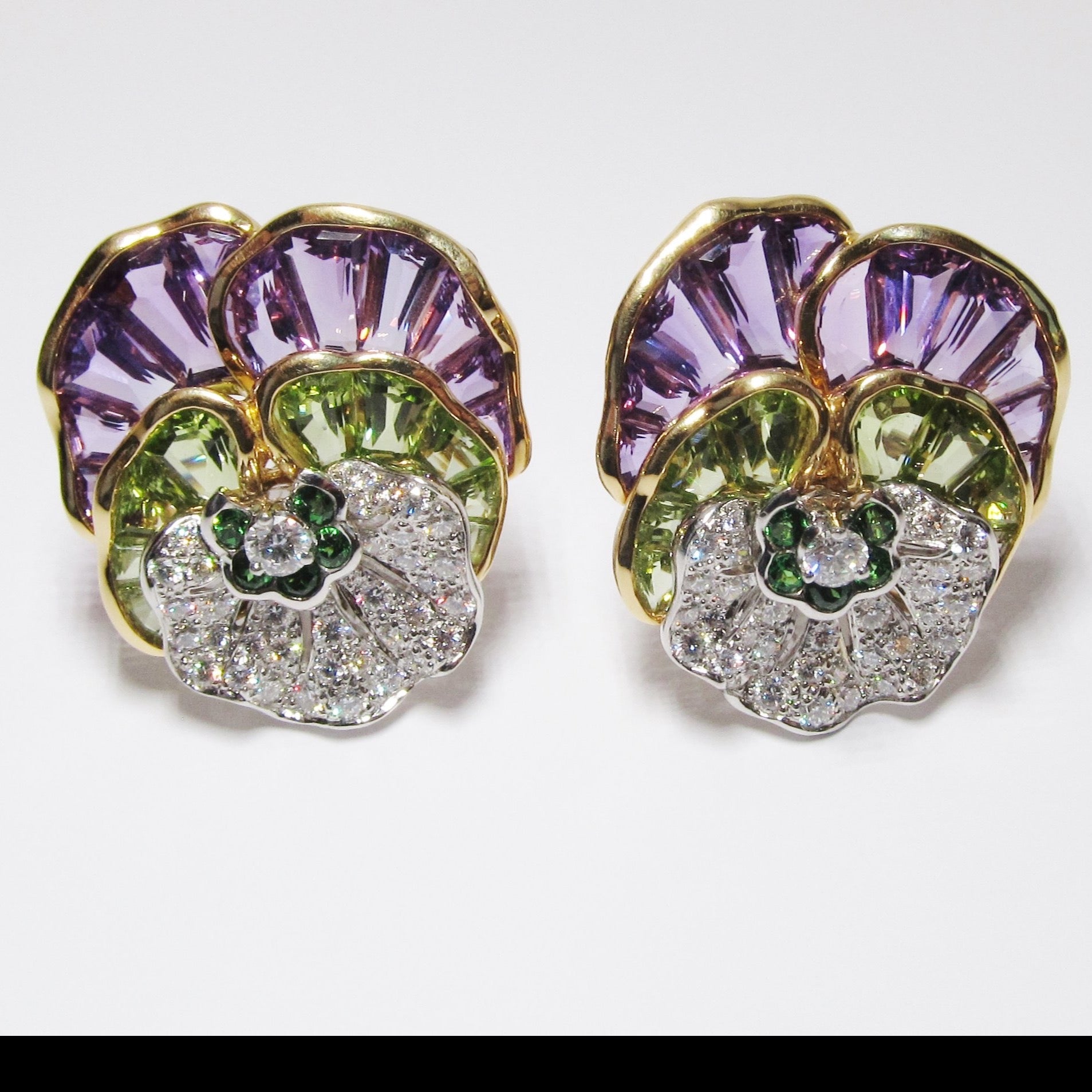 Peridot, Amethyst & Tsavorite Earrings