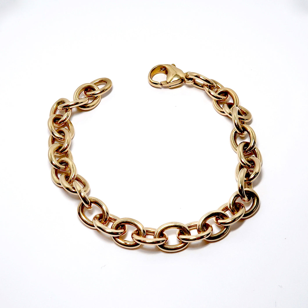 14k Yellow Gold Cable Link Bracelet w/ Lobster Claw