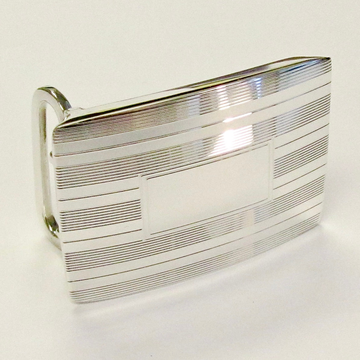 Sterling Silver Engine Turned Belt Buckle