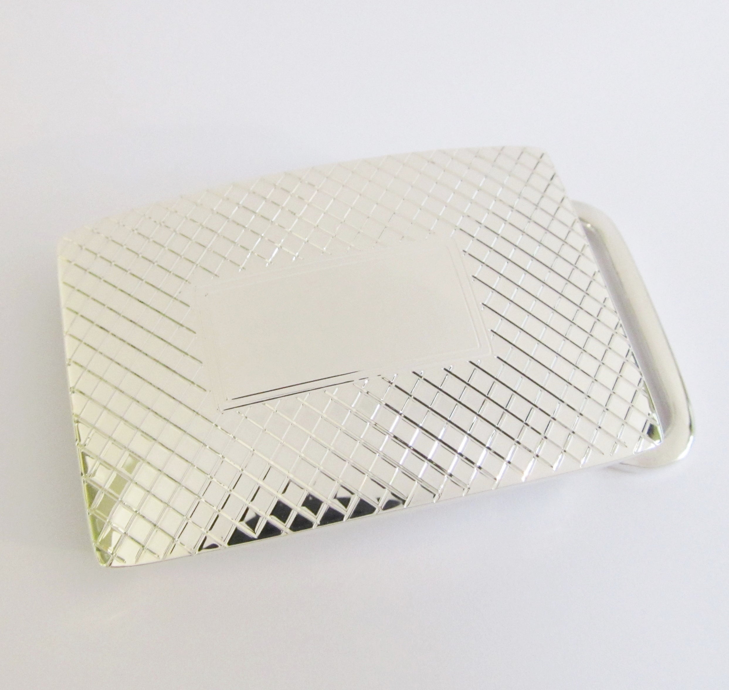 Sterling Silver Belt Buckle, Cross Hatch Pattern