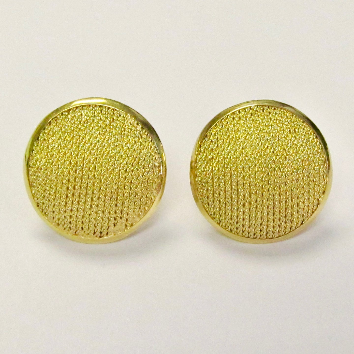 18k Yellow Gold Woven Disc Earrings