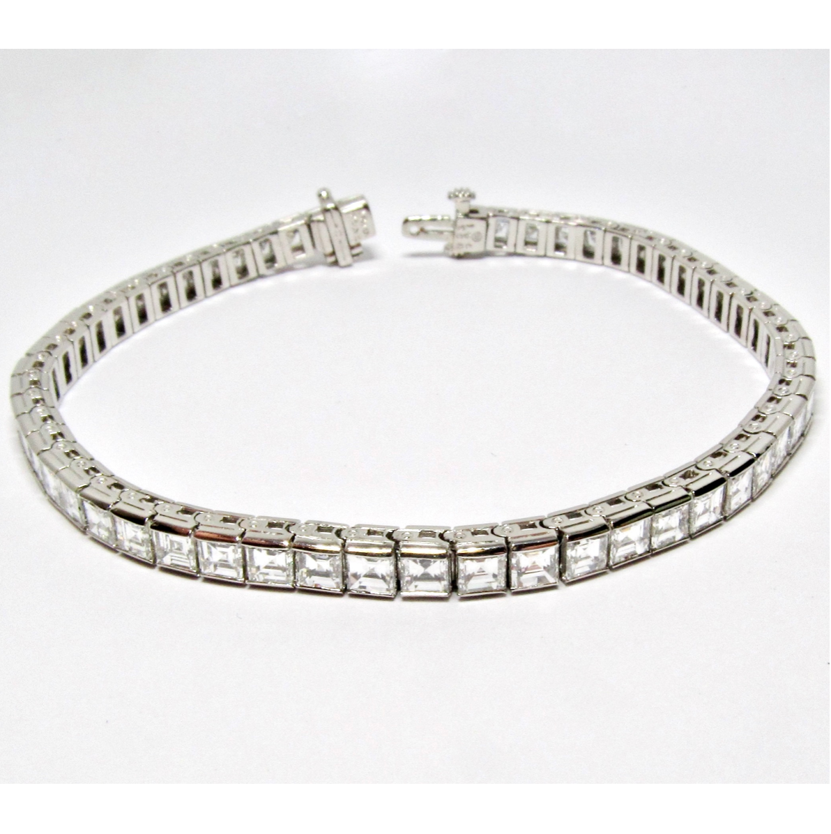Square Cut Diamond, Straight Line Bracelet
