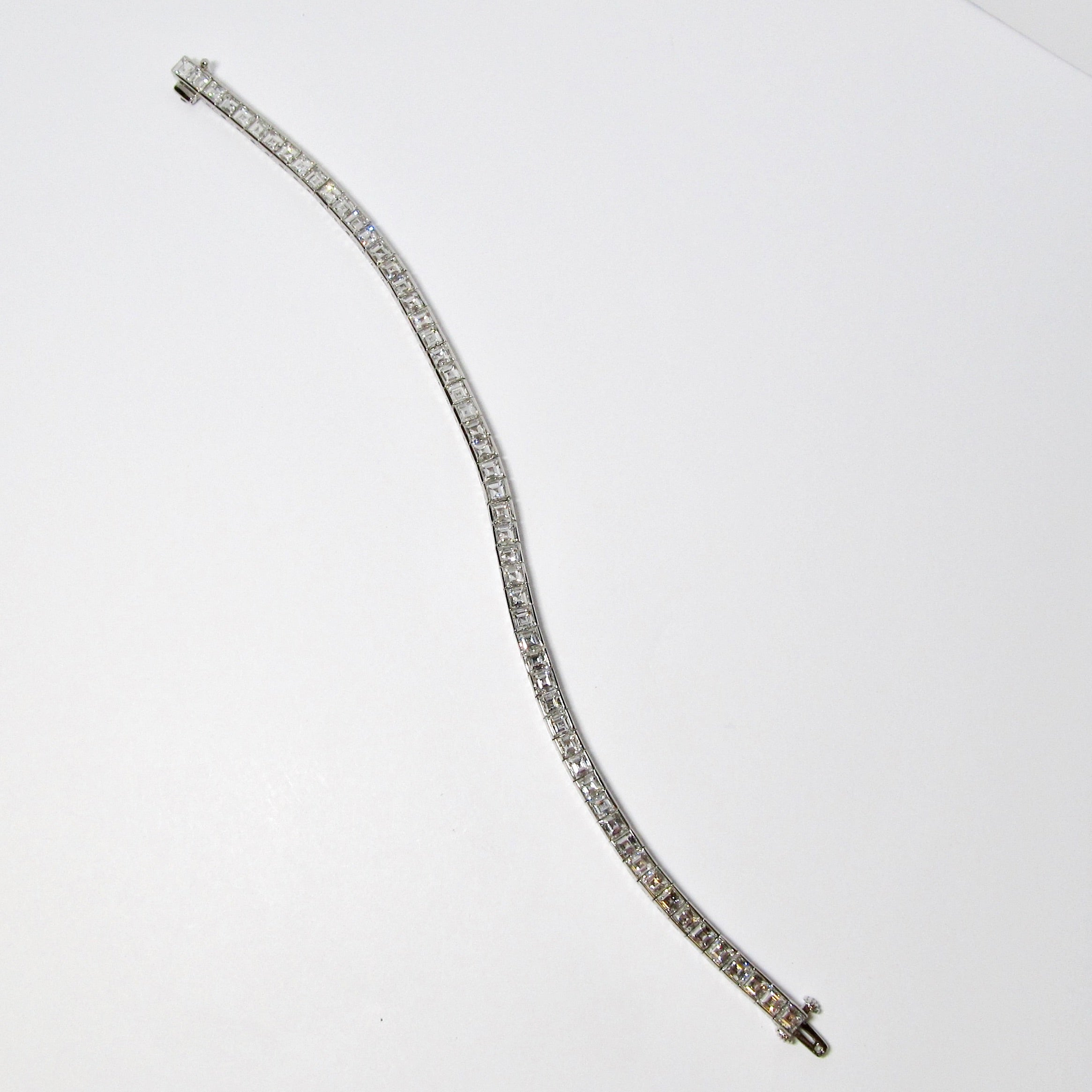 Square Cut Diamond, Straight Line Bracelet