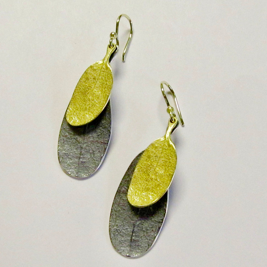 Double Leaf Earring, 18k Yellow Gold