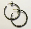 Sterling Silver 1" Hoop, Oxidized Finish Earrings