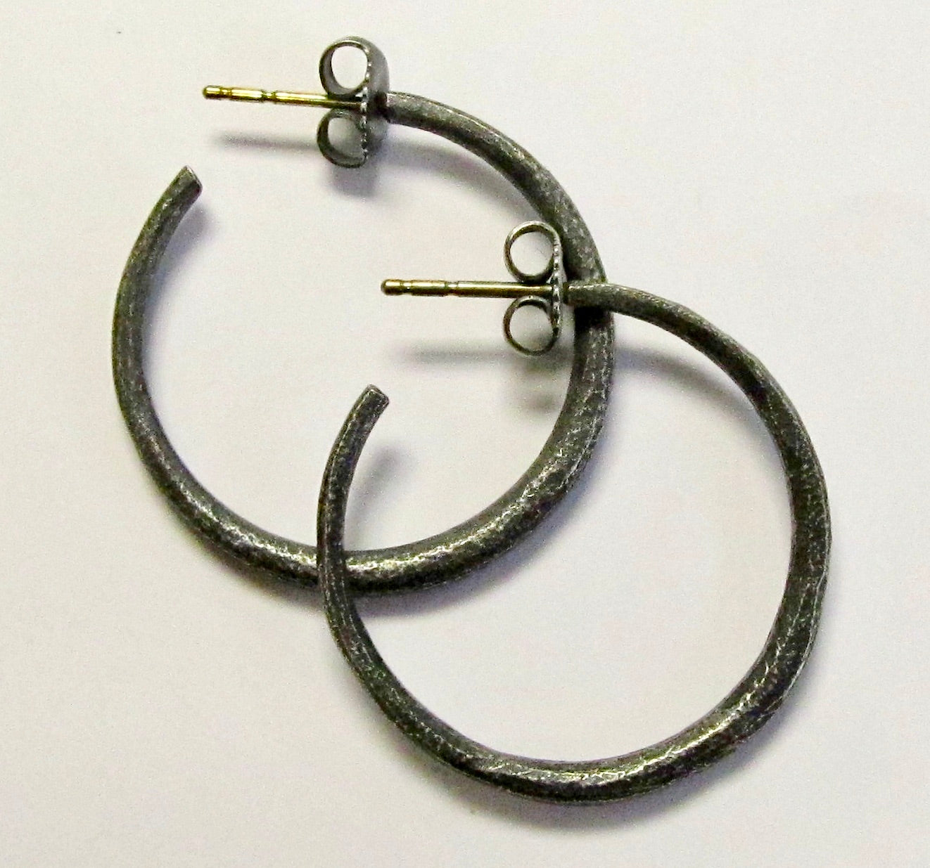 Sterling Silver 1" Hoop, Oxidized Finish Earrings