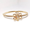 18k Yellow Gold Diamond Flower Bangle