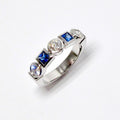 Round Diamond & Princess Cut Blue Sapphire Part-way Band