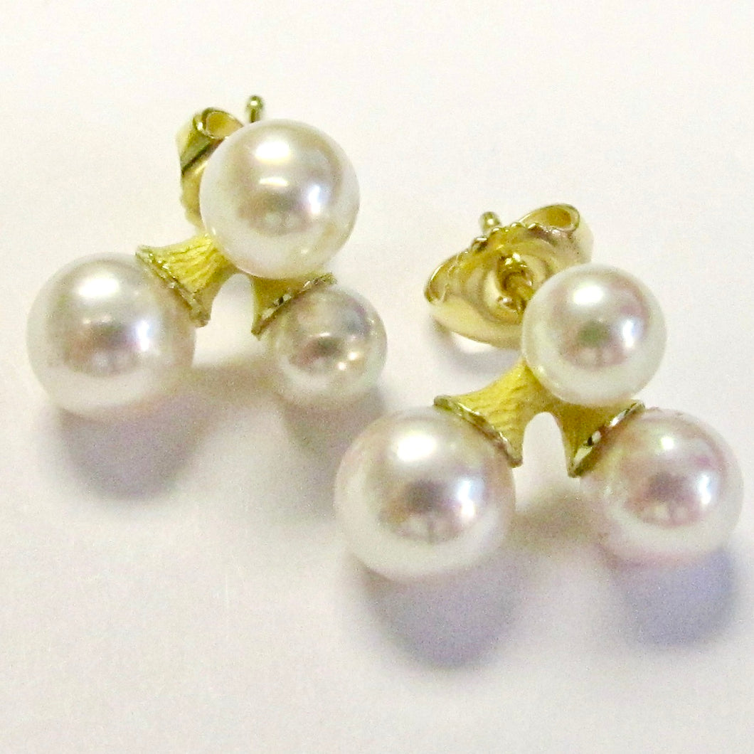 Trio Jacks, Pink Akoya Pearls Earrings