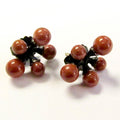 Micro Jacks, Red Jasper, Black Earrings