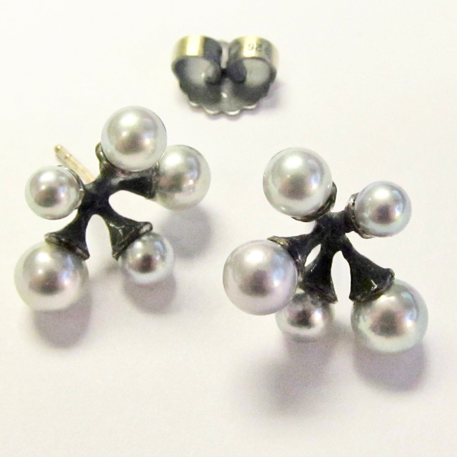 Micro Jacks, Grey Akoya Pearl Earrings