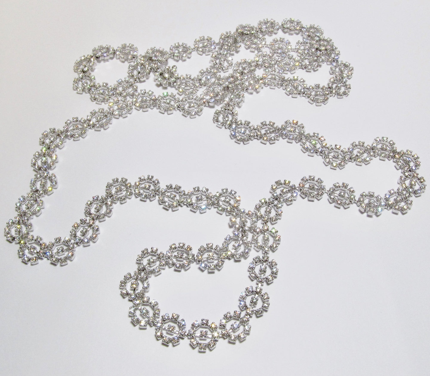 18k White Gold Long Fancy Diamond Necklace