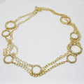 18k Yellow Gold Long Necklace with Circles & Diamond Accents