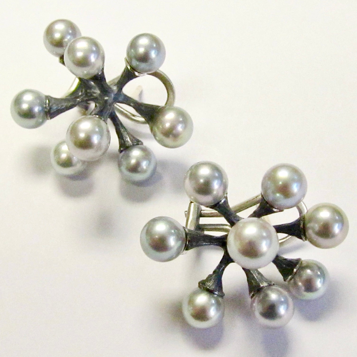 Single Jacks, Grey Akoya Pearl Earrings