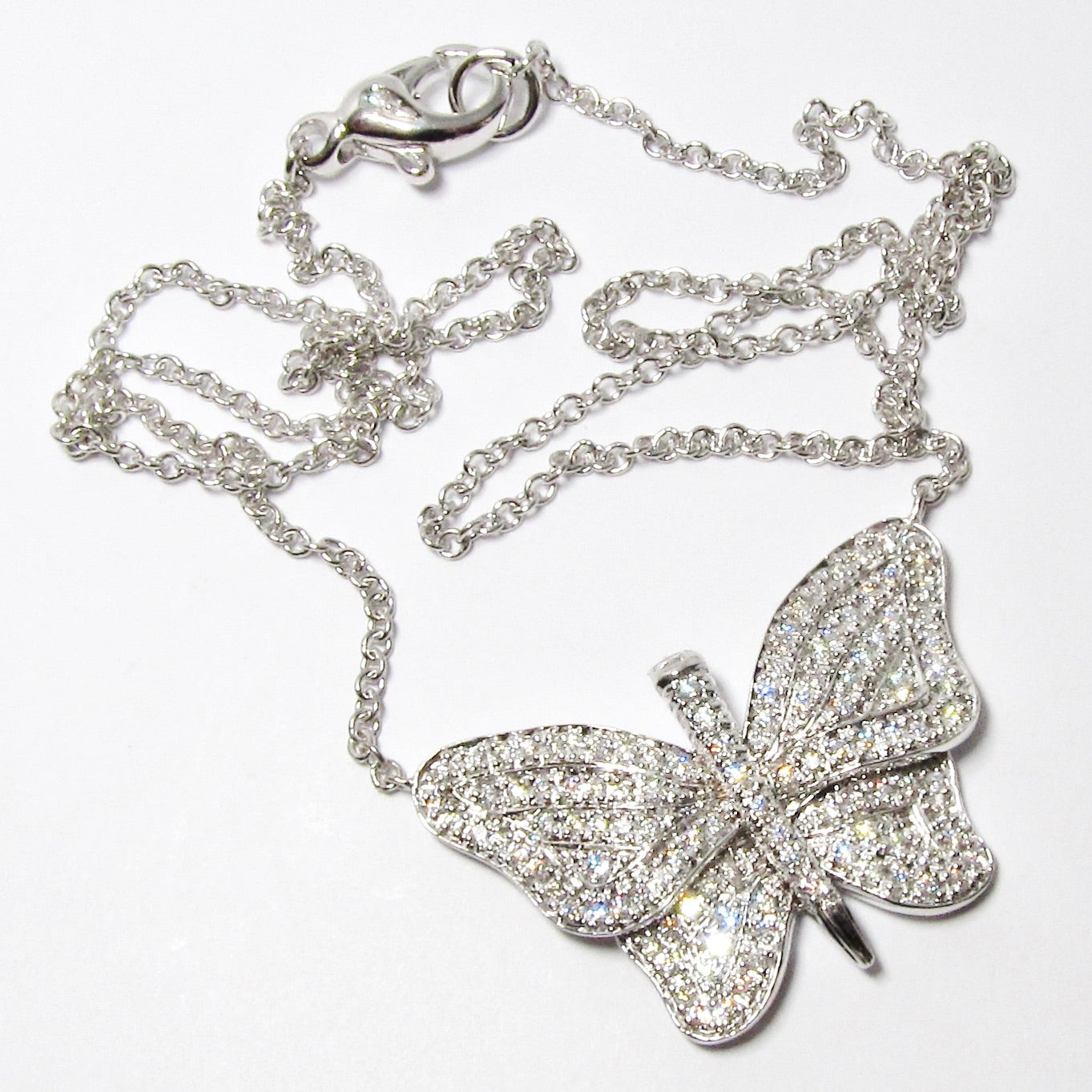 18k White Gold & Diamond Butterfly Necklace