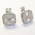 Multi-Diamond Square Stud Earrings