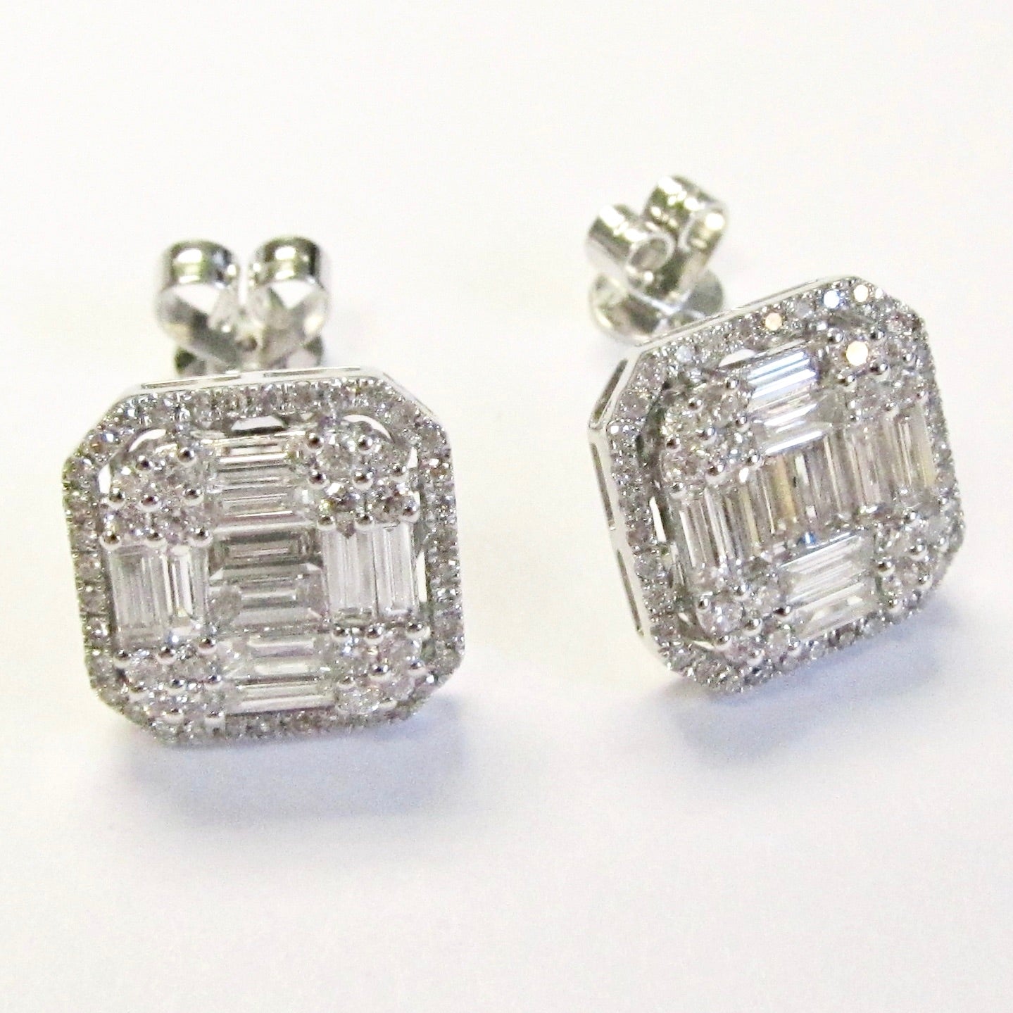 Multi-Diamond Square Stud Earrings