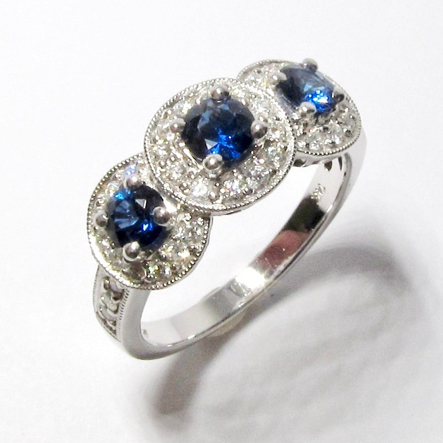 Blue Sapphire & Diamond Ring
