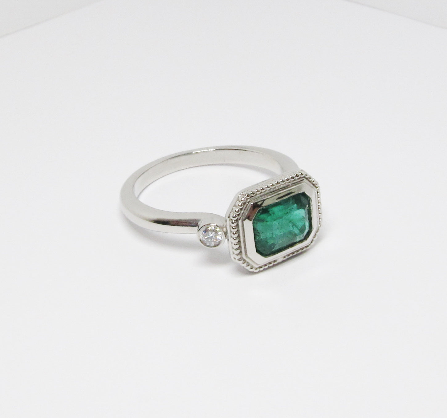 Emerald & Diamond Ring, Platinum Setting
