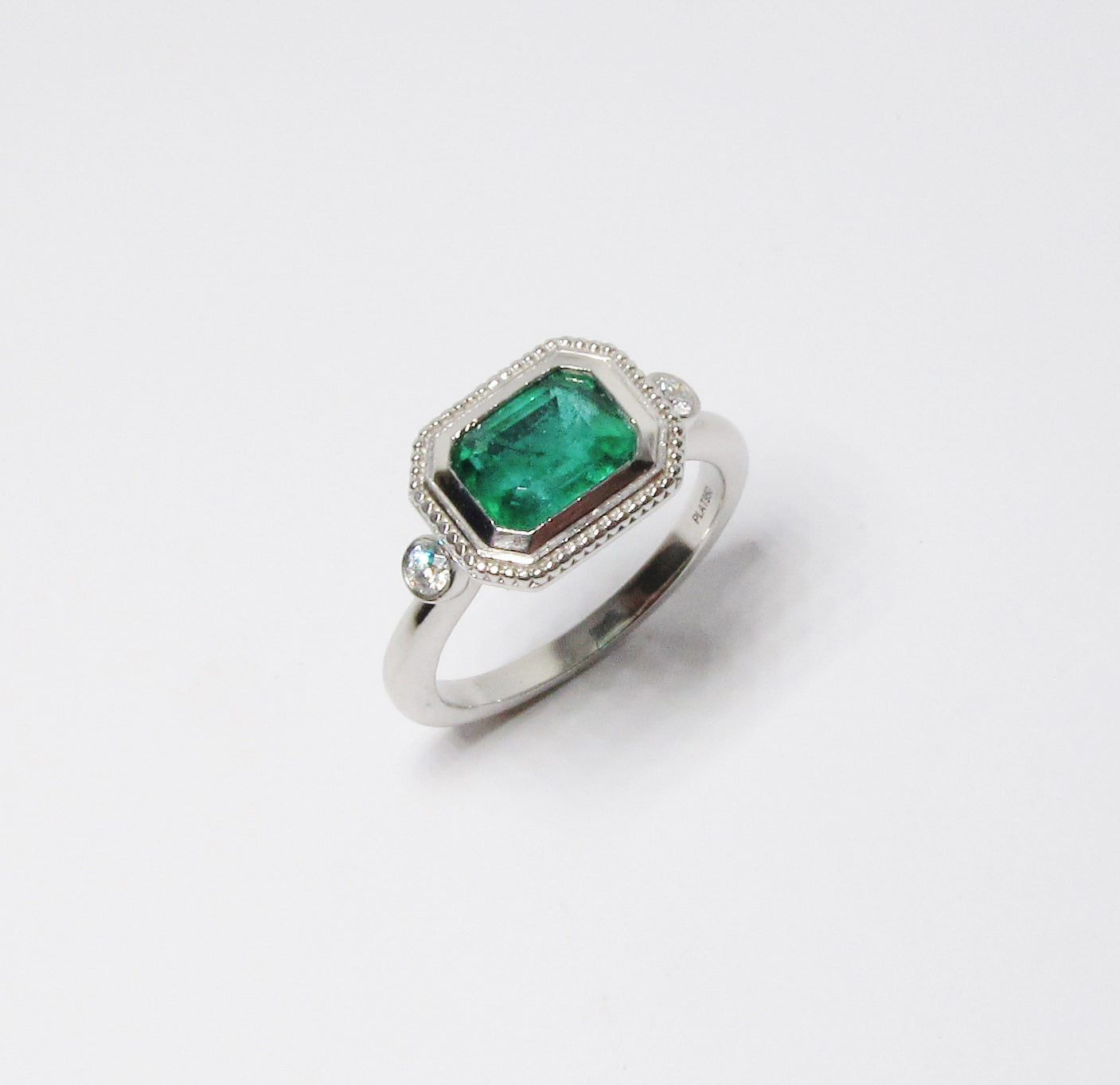 Emerald & Diamond Ring, Platinum Setting
