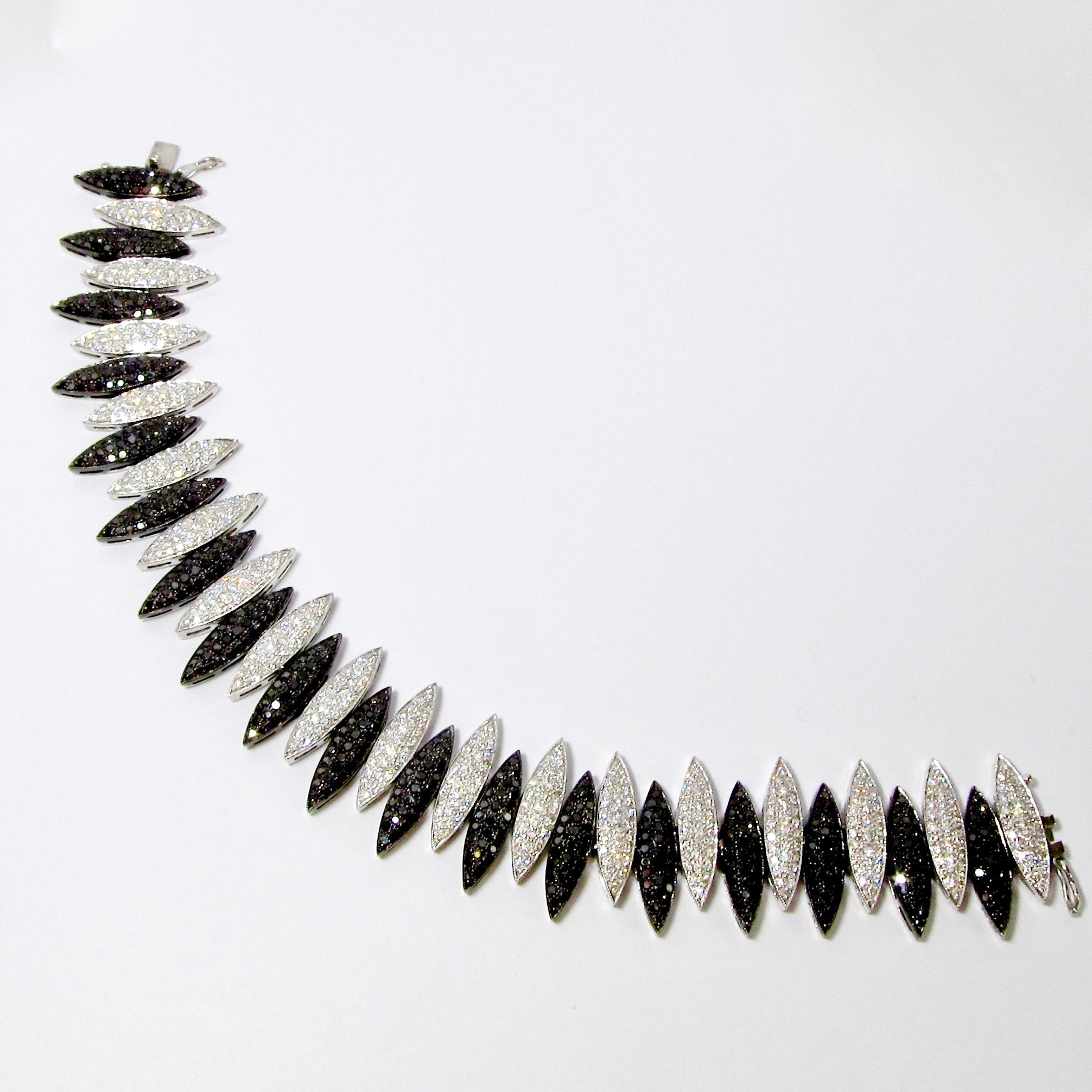 Black + White Diamond Marquise Design Bracelet