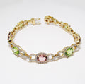 Pink Tourmaline, Peridot, Diamond, Bracelet