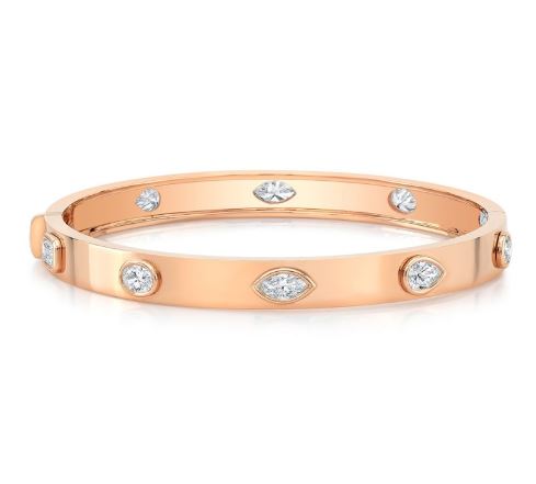 Gold & Diamond Bangle (Available in Yellow Gold, Rose Gold)