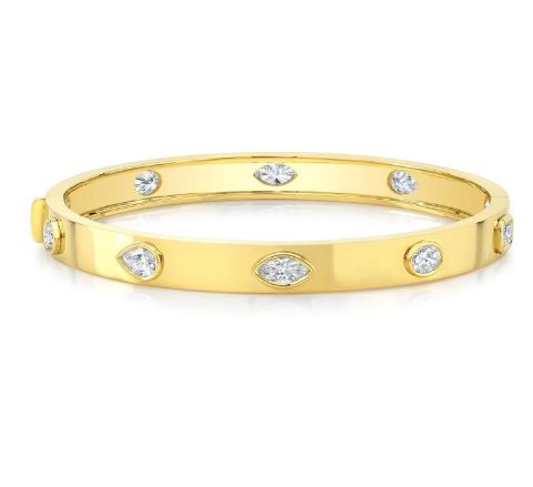 Gold & Diamond Bangle (Available in Yellow Gold, Rose Gold)