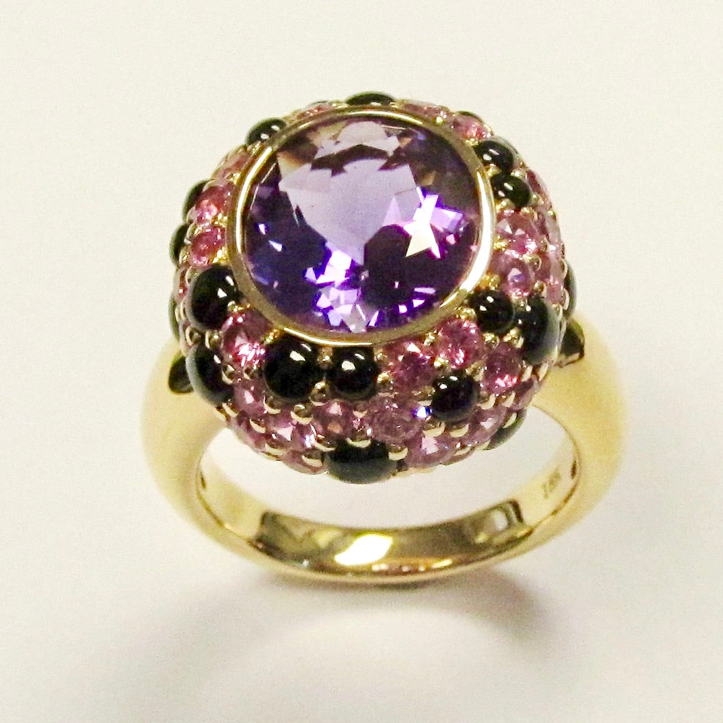 18k Pink Gold Amethyst Ring