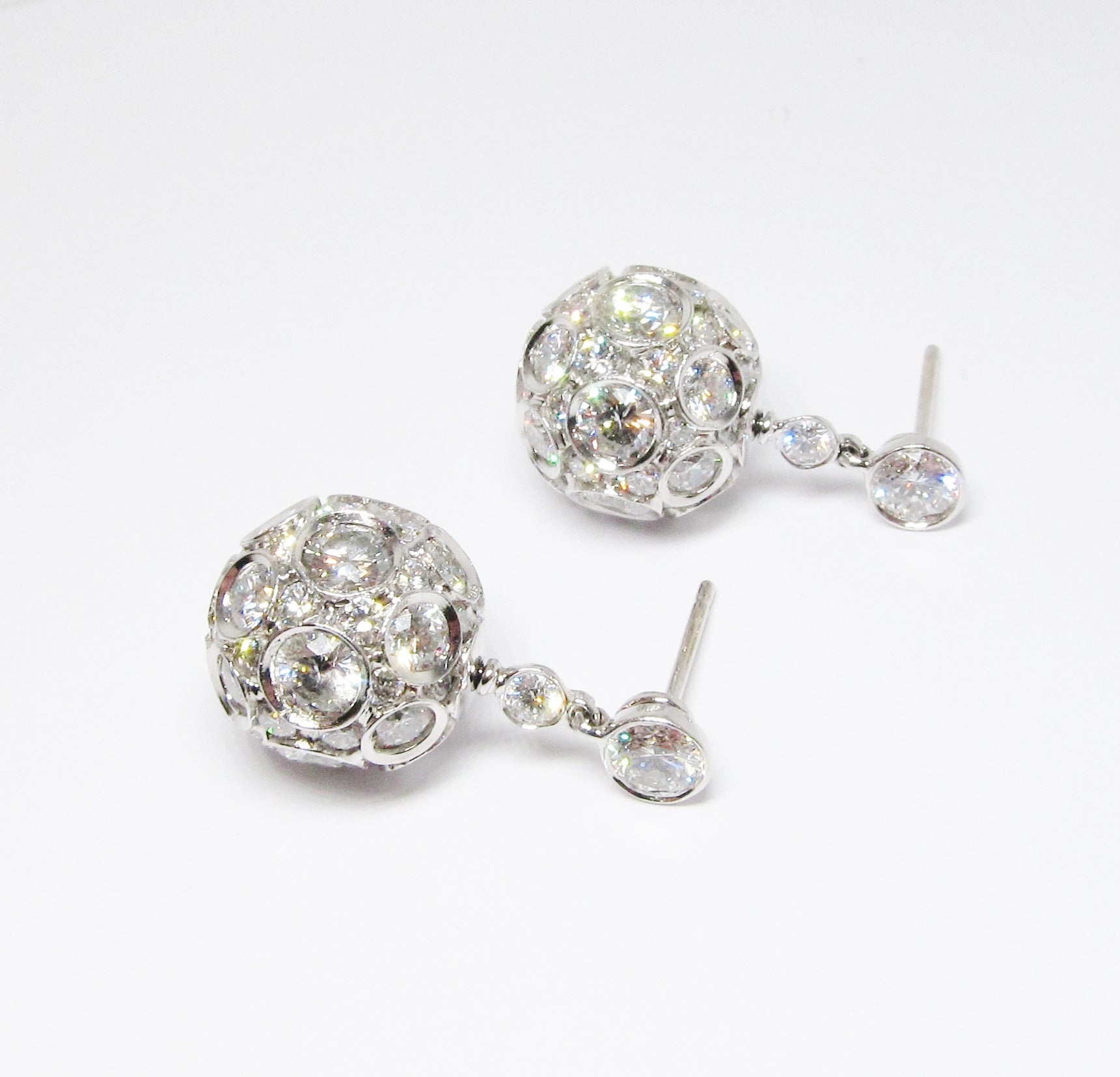 Platinum Diamond Ball Earrings