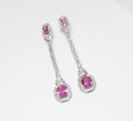 Platinum Pink Sapphire & Diamond Deco Earrings