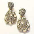 18k Pink Gold Earrings, Grey Moonstone