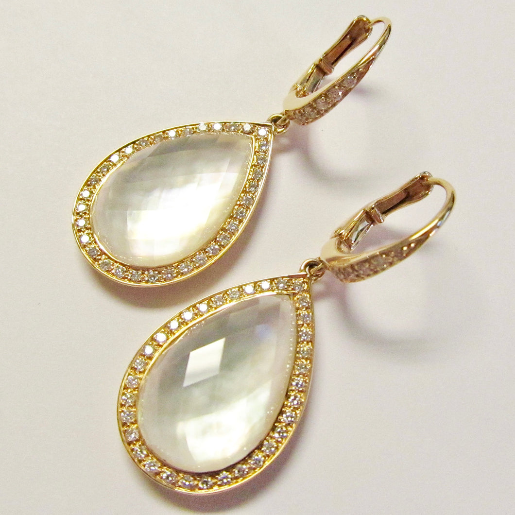 18k Pink Gold Earrings with Diamonds