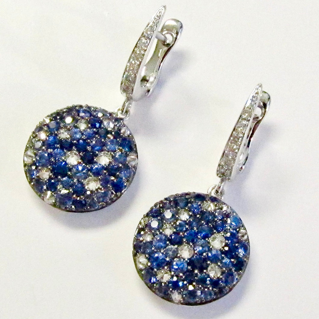 18k White Gold Sapphire & Diamond Earrings