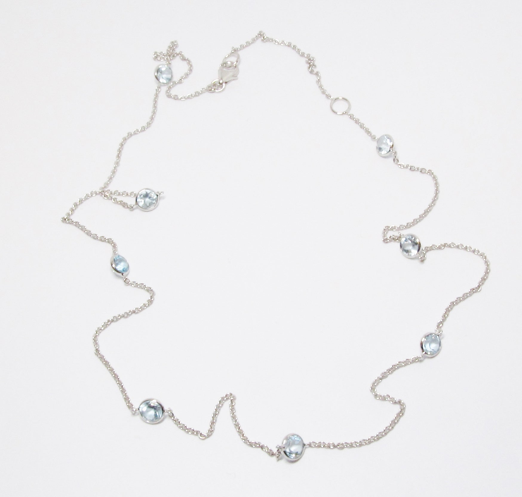 14k White Gold Blue Topaz Necklace