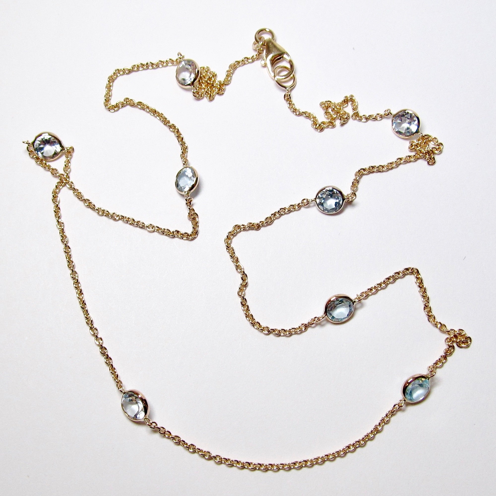 14k Yellow Gold Blue Topaz Necklace