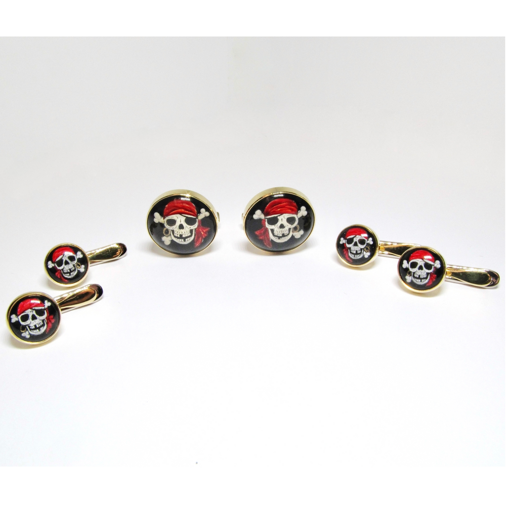 Carved Crystal Pirate Cufflinks