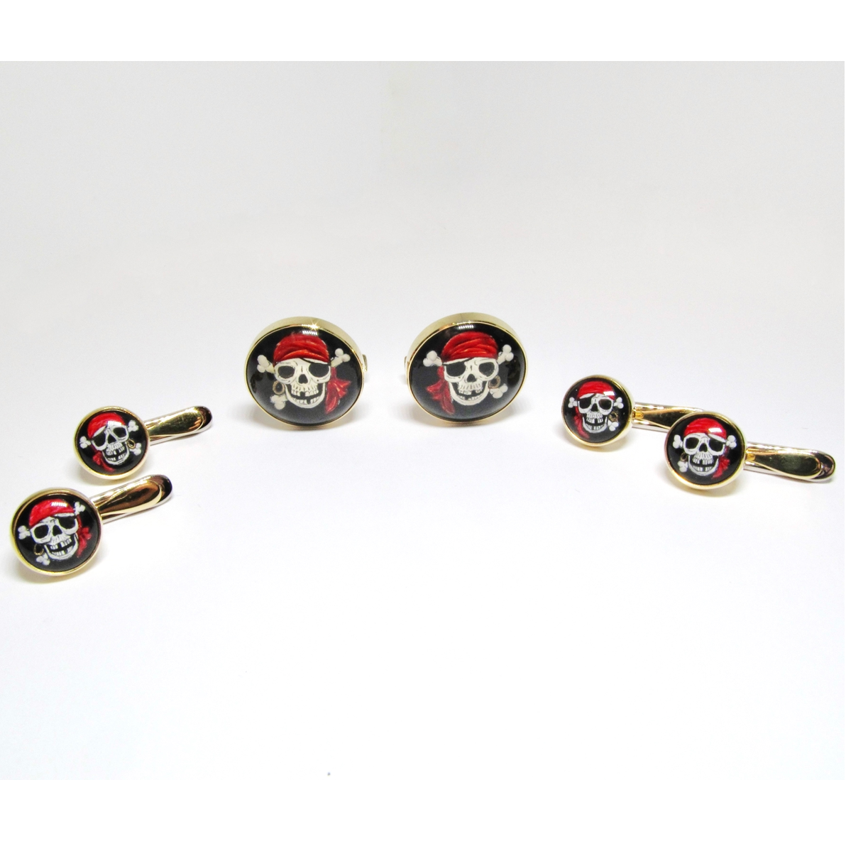 Carved Crystal Pirate Cufflinks