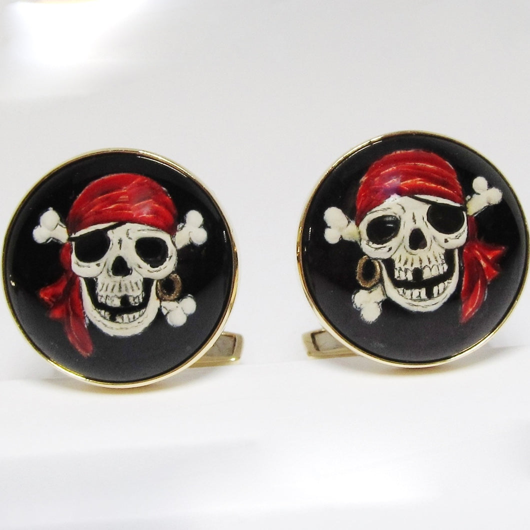 Carved Crystal Pirate Cufflinks